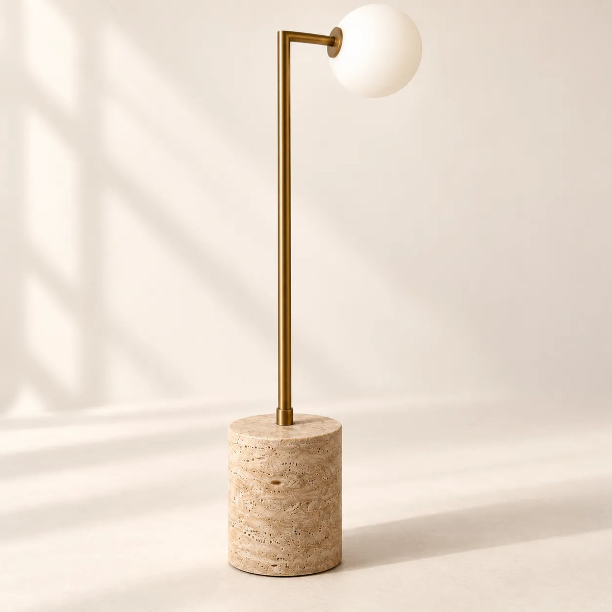Soren Travertine Globe Floor Lamp