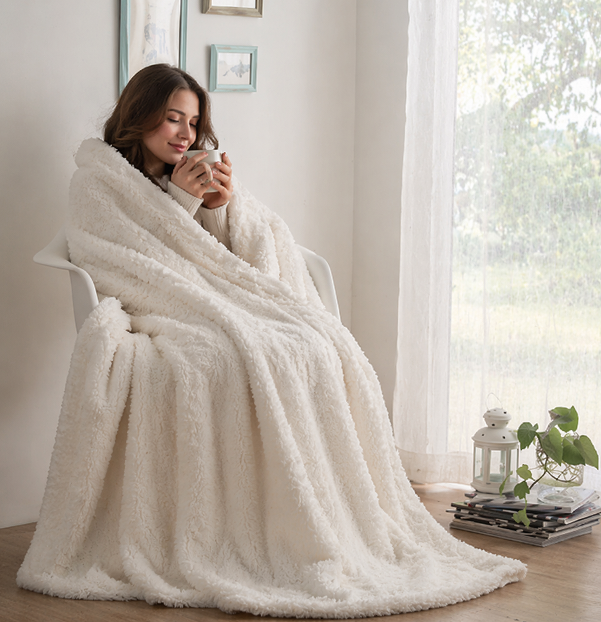 White Roses Fluffy Soft Blanket