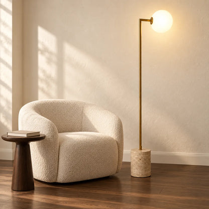 Soren Travertine Globe Floor Lamp