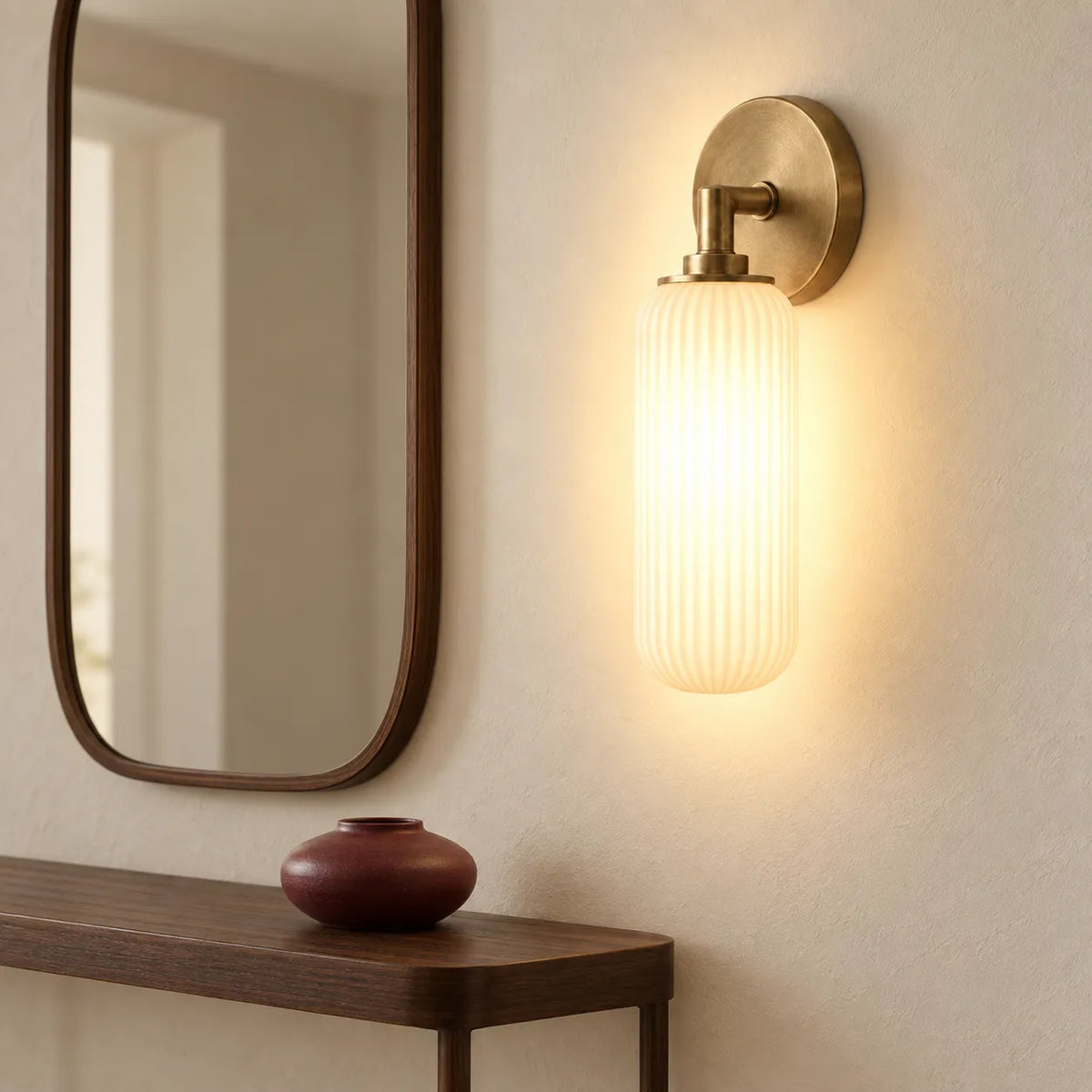 Maren Ribbed Glass Wall Sconce
