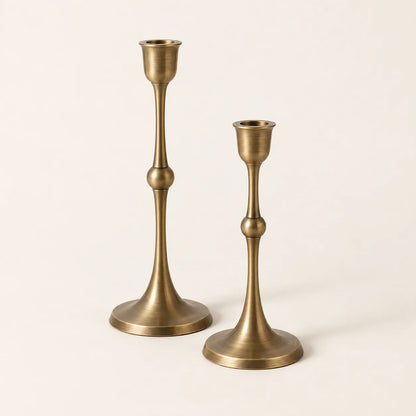 Varen Aged Brass Candleholders — Set of 2