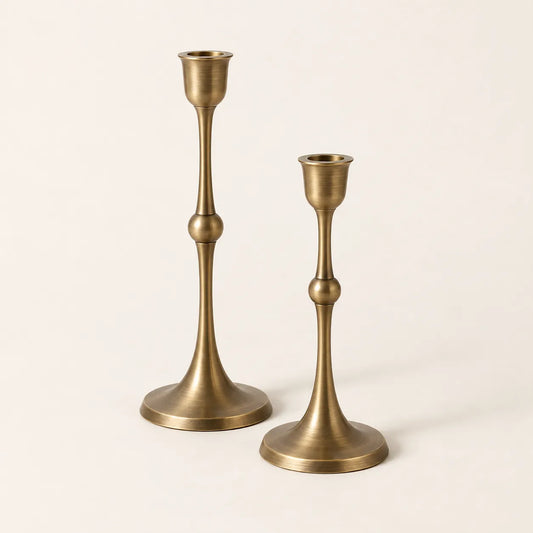 Varen Aged Brass Candleholders — Set of 2