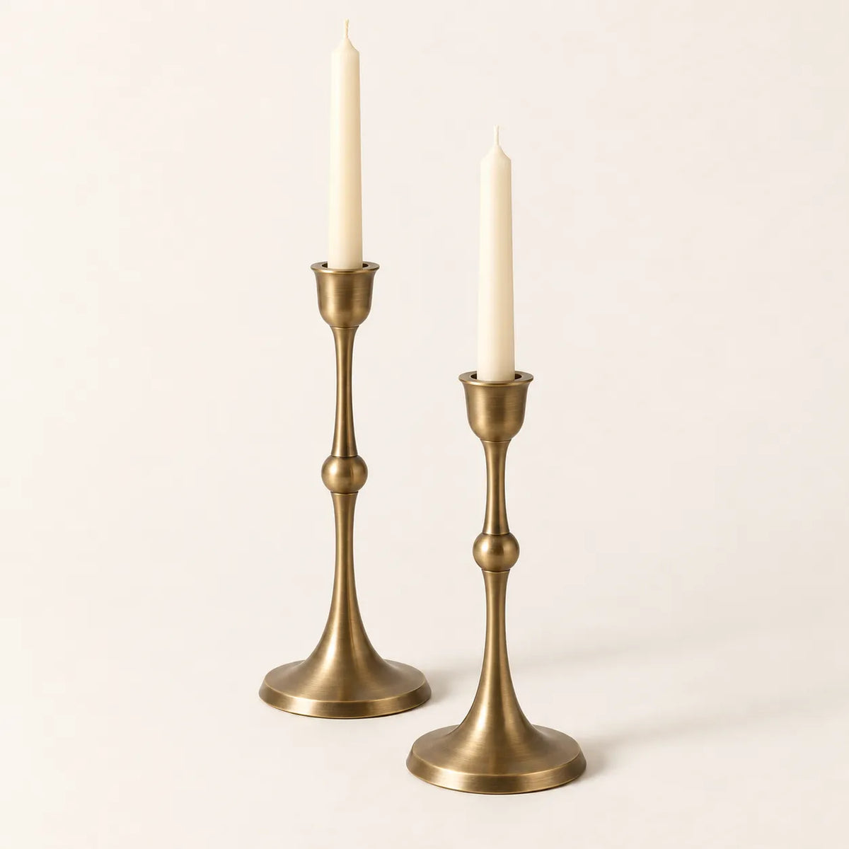 Varen Aged Brass Candleholders — Set of 2