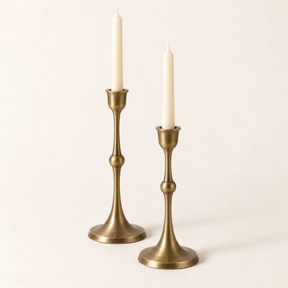 Varen Aged Brass Candleholders — Set of 2