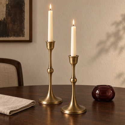 Varen Aged Brass Candleholders — Set of 2