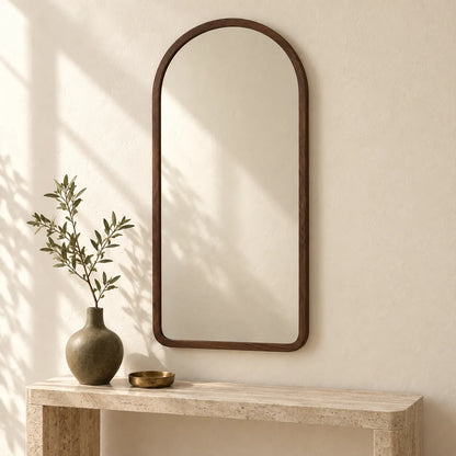 Calder Arched Walnut Wall Mirror