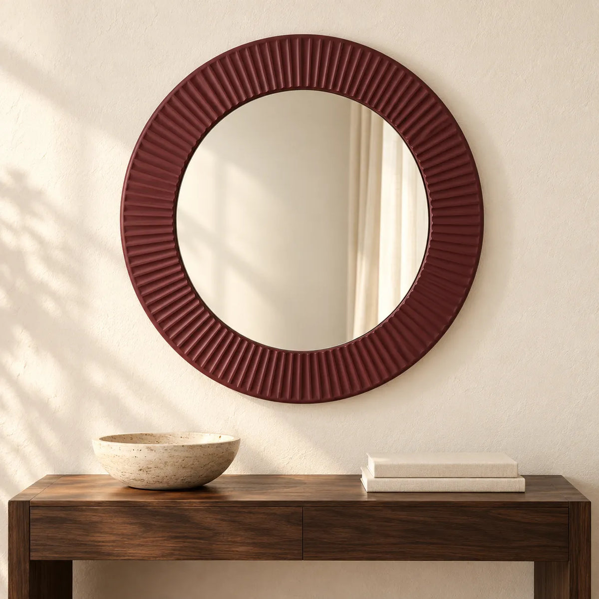 Vienne Fluted Burgundy Wall Mirror