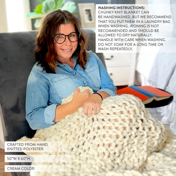 Knitted Cream Throw Blanket